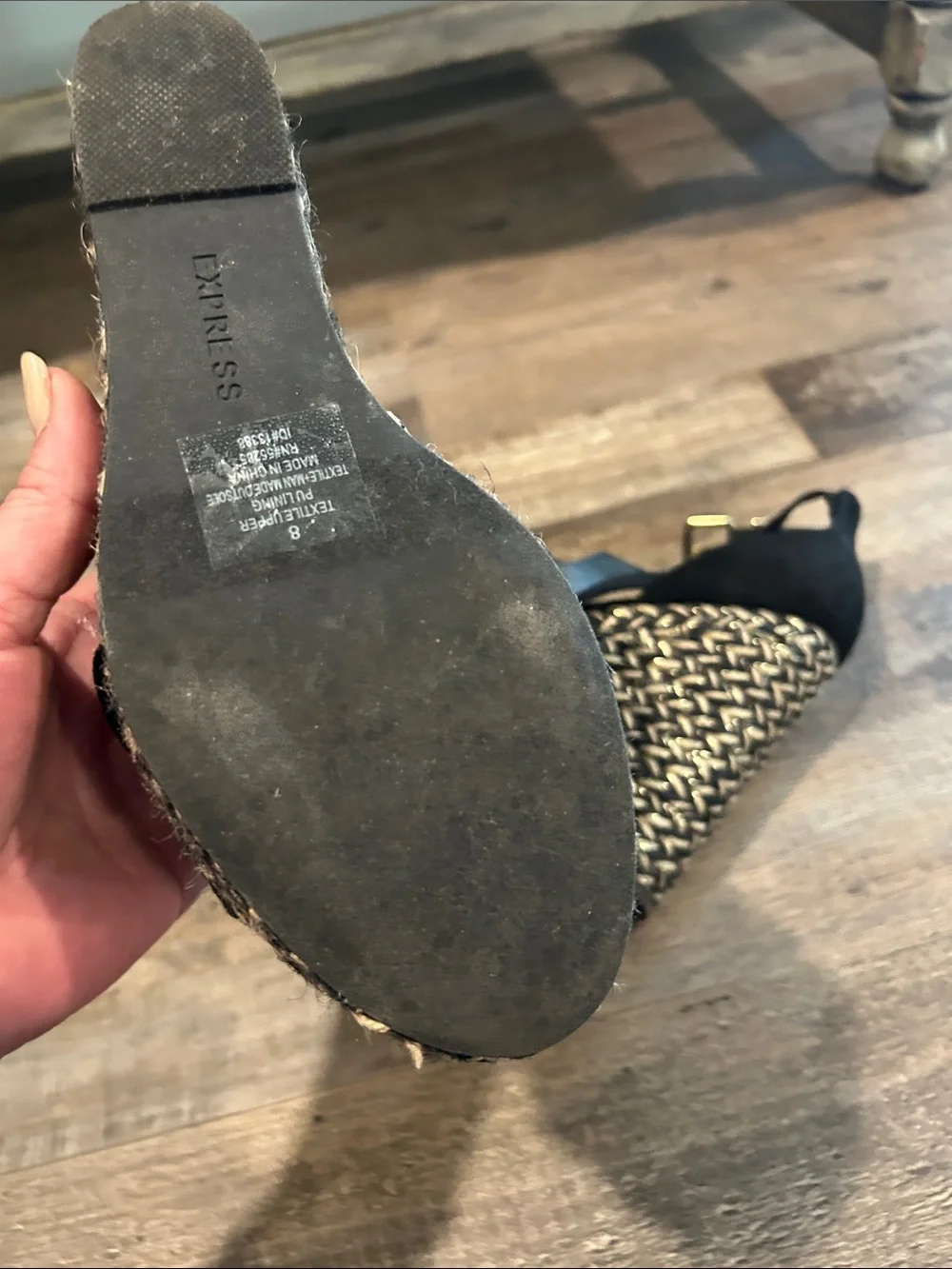 Express Black Suede Espadrille Wedge Sandals
